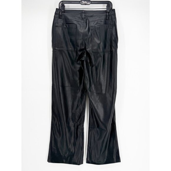 GAP HIGH RISE VEGAN FAUX LEATHER STRAIGHT LEG PANTS BLACK SIZE 6 NWT - Picture 3 of 12